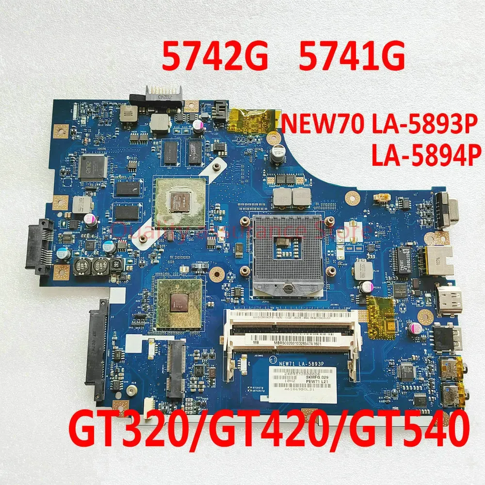 Moderkort NEW71 LA5893P för ACER 5742 5742G 5741G Notebook LA5891P LA5894P MBWUV02001 MB.WUV02.001 LAPTOP MODERBOARD