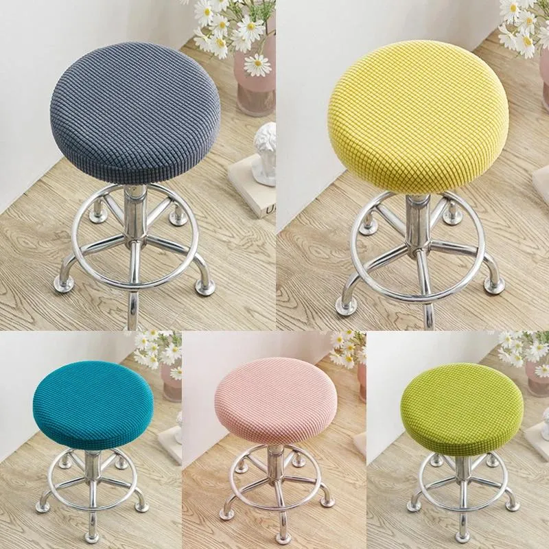 Chair Covers Removable Round Elastic Cover Bar Stool Polar Fleece Slipcover Seat Cushions Protector Solid Housse De Chaise