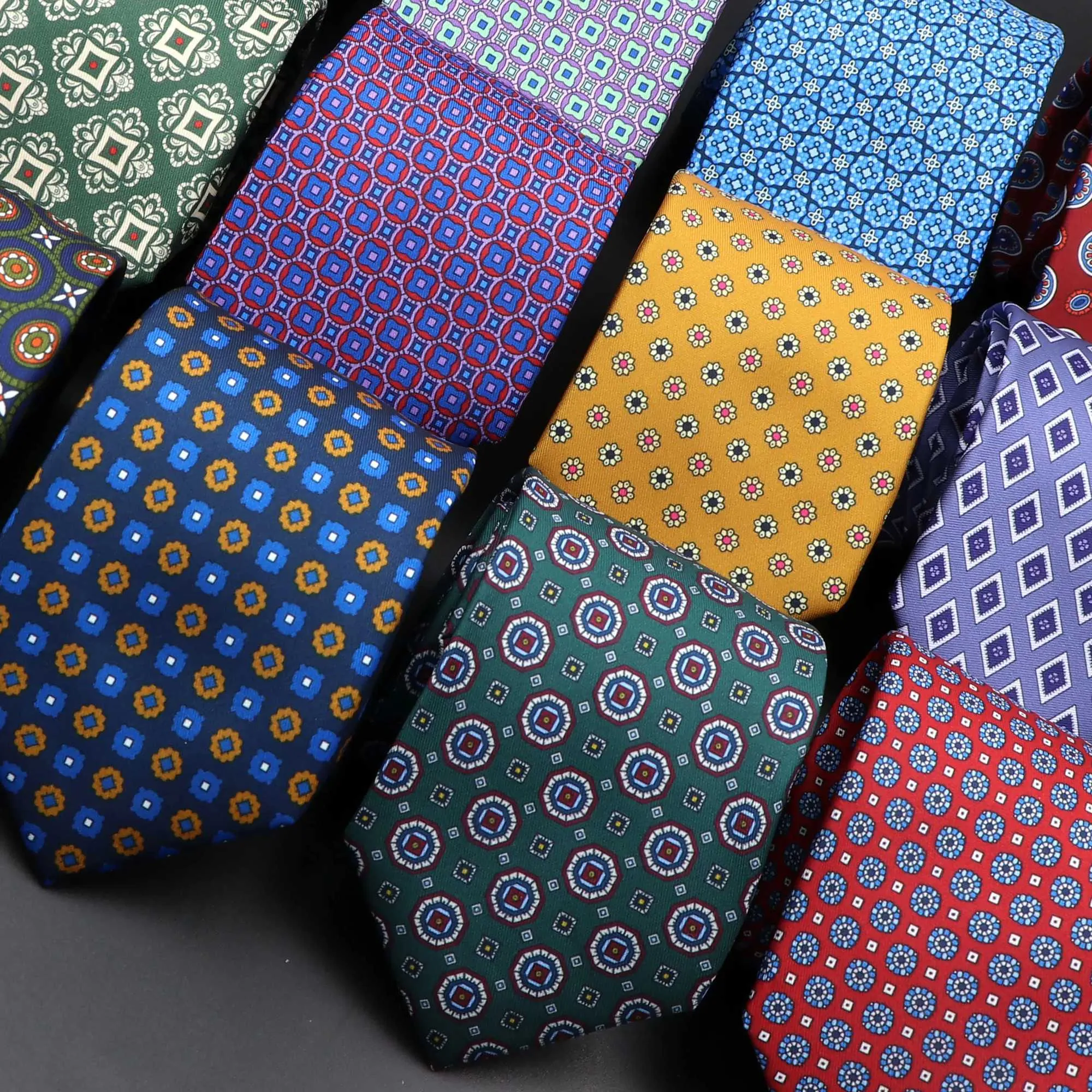 Neck Ties Mens Fashion Silk Tie 7.5cm Soft and Novel Neckline Blue Green Orange Tie Suitable for Mens Dot Flower Tie Wedding Business Gift C240412