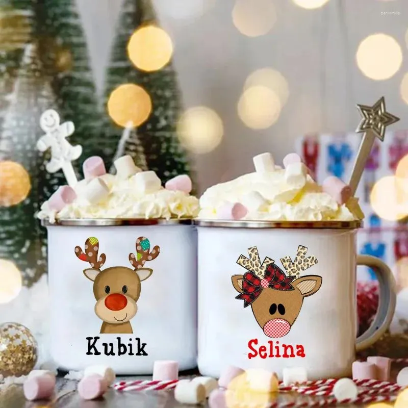 Partyversorgungen personalisierte Weihnachtshirschbecher Custom Name Xmas Cup Kaffee Milch Tassen Wein Bier Saft Tassen Geschenk Geschenk