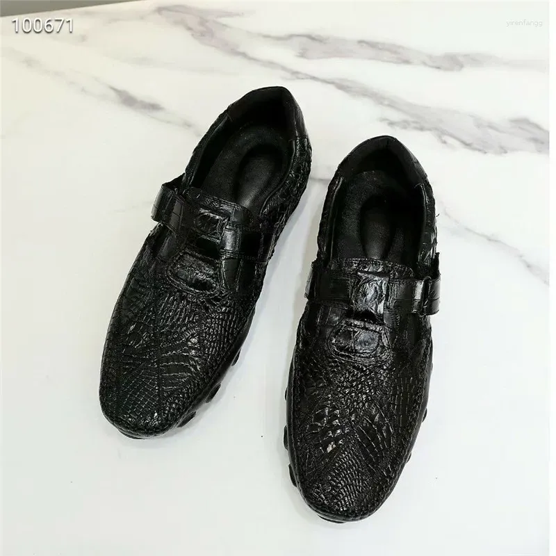 Scarpe casual esotiche vere coccodrilli crocodile piatti da uomo autentici vere vere alligatore gancio in pelle e anello maschio morbido sneaker morbide