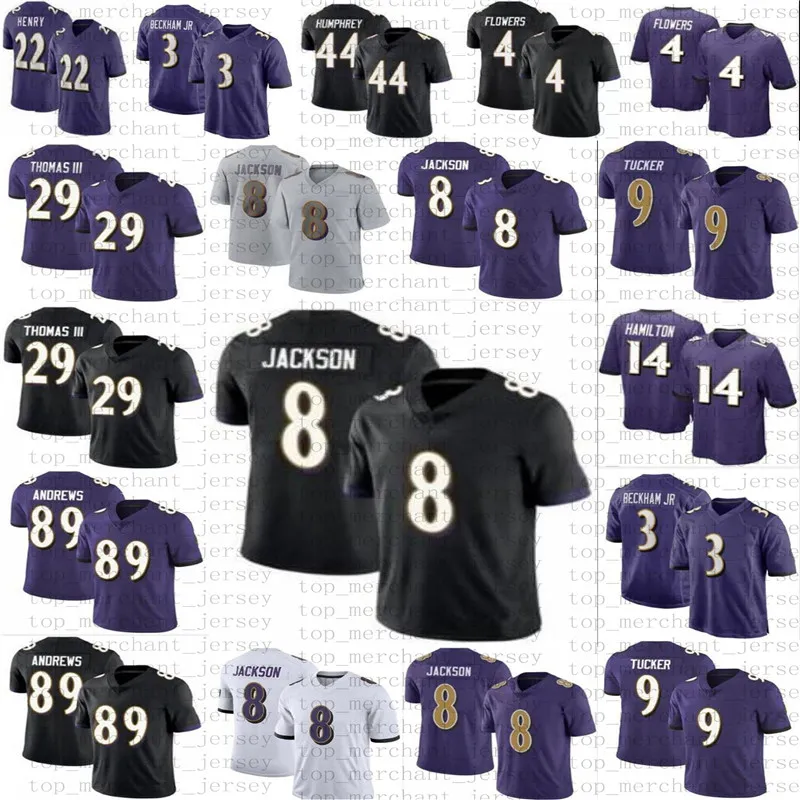 22 Derrick Henry Football Jersey Lamar Jackson Zay Flowers Rashod Justin Tucker Marlon Humphrey JK Dobbins Mark Andrews Odell Beckham Jr Kyle Hamilton Roquan Smith