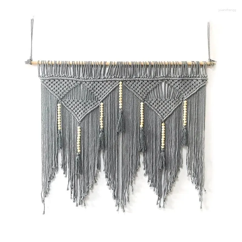 Plaques décoratives macrame mur suspendu à la main Bohemian Cotton Rope Boho Tapestry Home Decor Grey