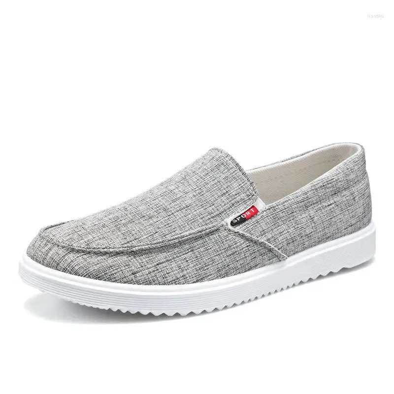 Lässige Schuhe Frühling Herren -Leinwand Pedal Slip auf massiven Herren -Sneakers atmungsaktiven Gummi -Männchen Flach