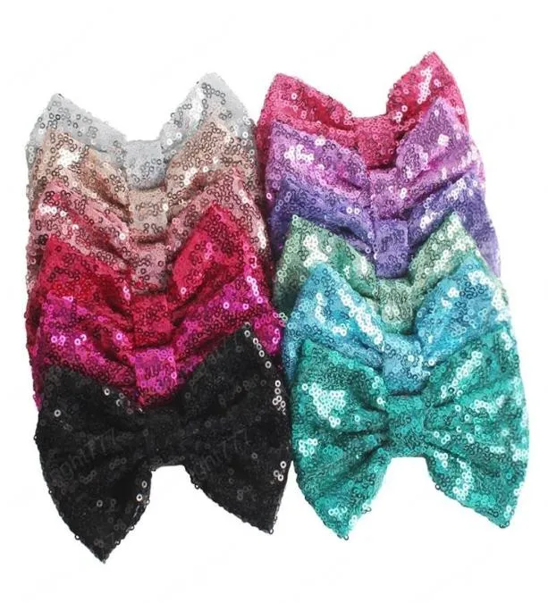 Paillettenhaarbogenklammern 5 Zoll großer großer funkelnder Glitzer -Reverse -Rainbow Rainbow Bows Alligator Haare Barrettes Zubehör für B2331016