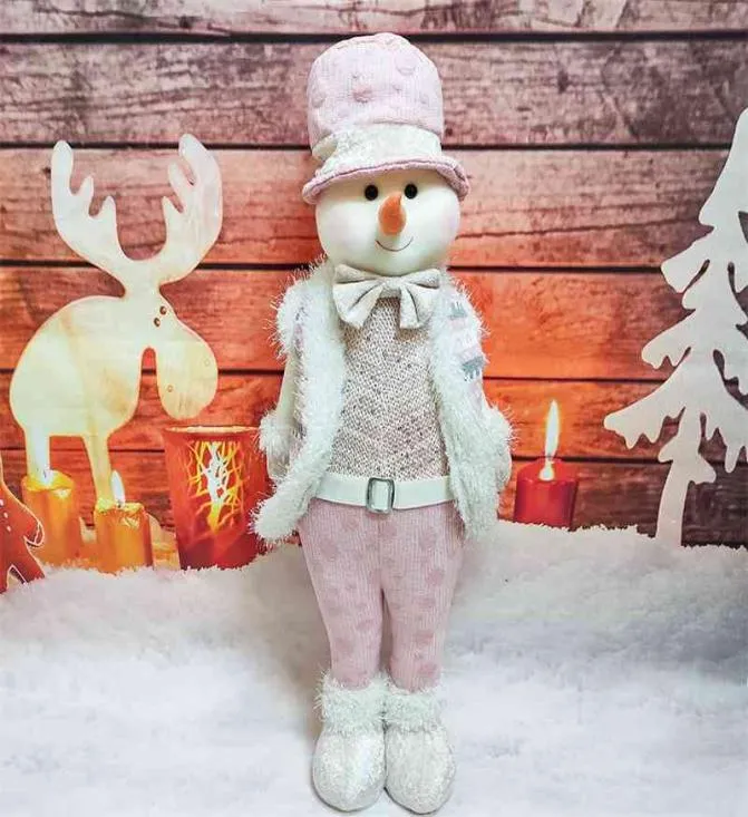 Weihnachten Pink Snowman Plüschpuppen Stofftierende Spielzeugdekoration Geschenk für Kinder Geburtstagsurlaub Neujahr Home Ornamente Decor2501418