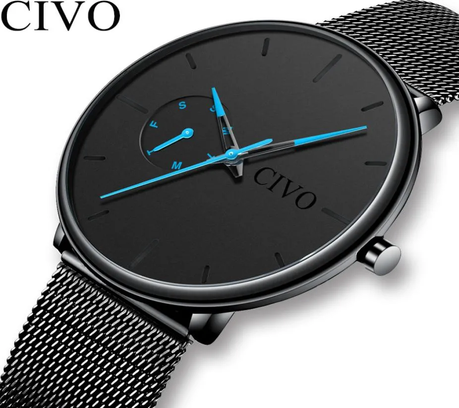 Civo Fashion Nasual Mens Watches Waterproogh Adalogue Sports Wristwatches الرجال الكوارتز الساعات للرجال هدية على مدار الساعة Relogio Maschulino J3425059