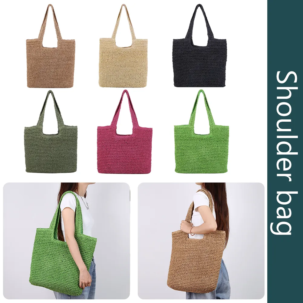 Handmade Woven Straw Tote Bag - Large Capacity Summer Beach Purse ...