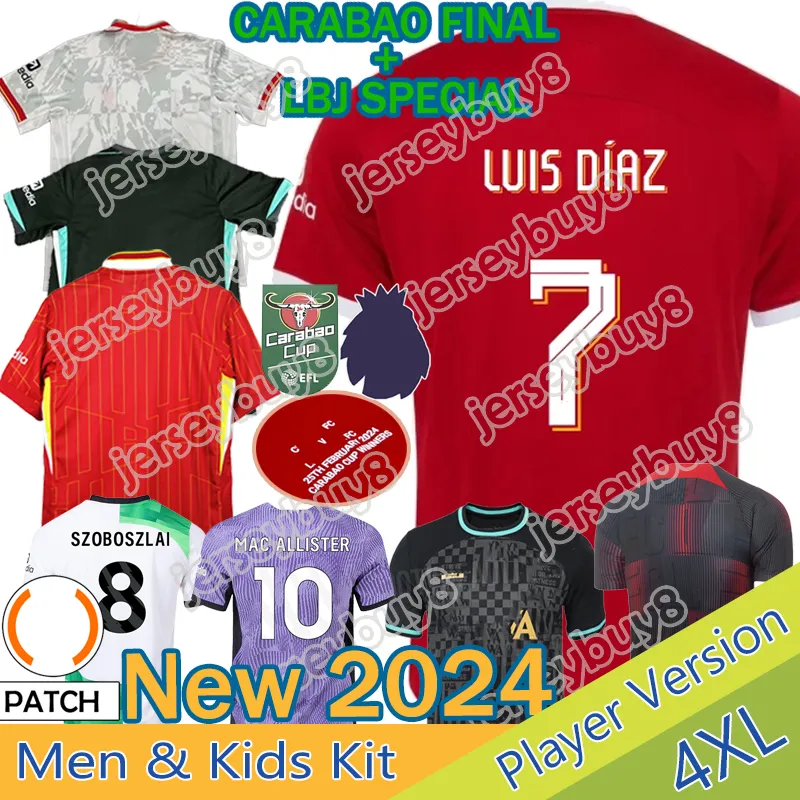 23 24 25 Szoboszlai Mac Allister Soccer Jersey Kit Kit completo Set James Special Home Away Third Men 2024 FC Shirt da calcio Luis Darwin Diogo Coppa Final Training Final