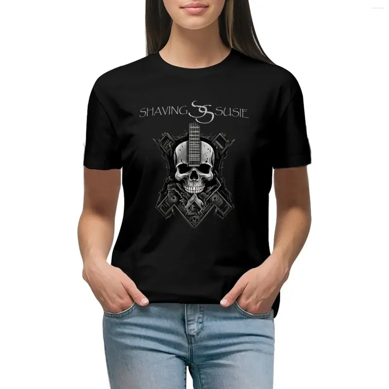 Koszulka Susie Guitar Skull Susie Polos T-shirt koreańskie ubrania damskie