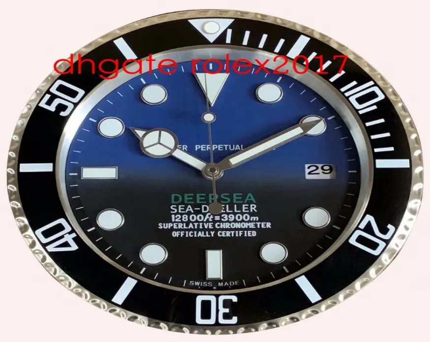 6 estilo reloj de pared mar 126660 126600 116660 34cm x 5 cm 2 kg de acero inoxidable cronógrafo cronógrafo azul decoración del hogar luminiscente CLO1349577