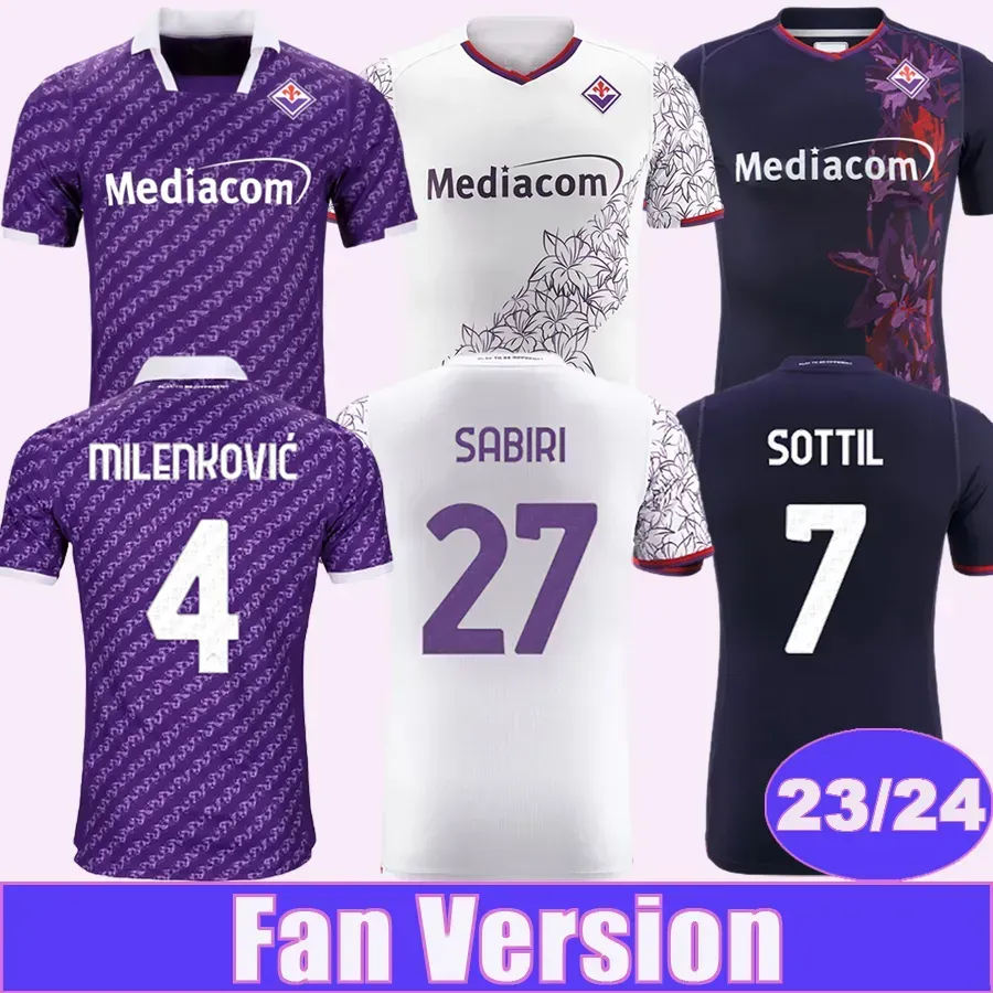 2023 24 Fiorentina erkek futbol formaları nico dodo sottil milenkovic bonaventura castrovilli jorko barak ev uzakta 3. futbol gömlekleri