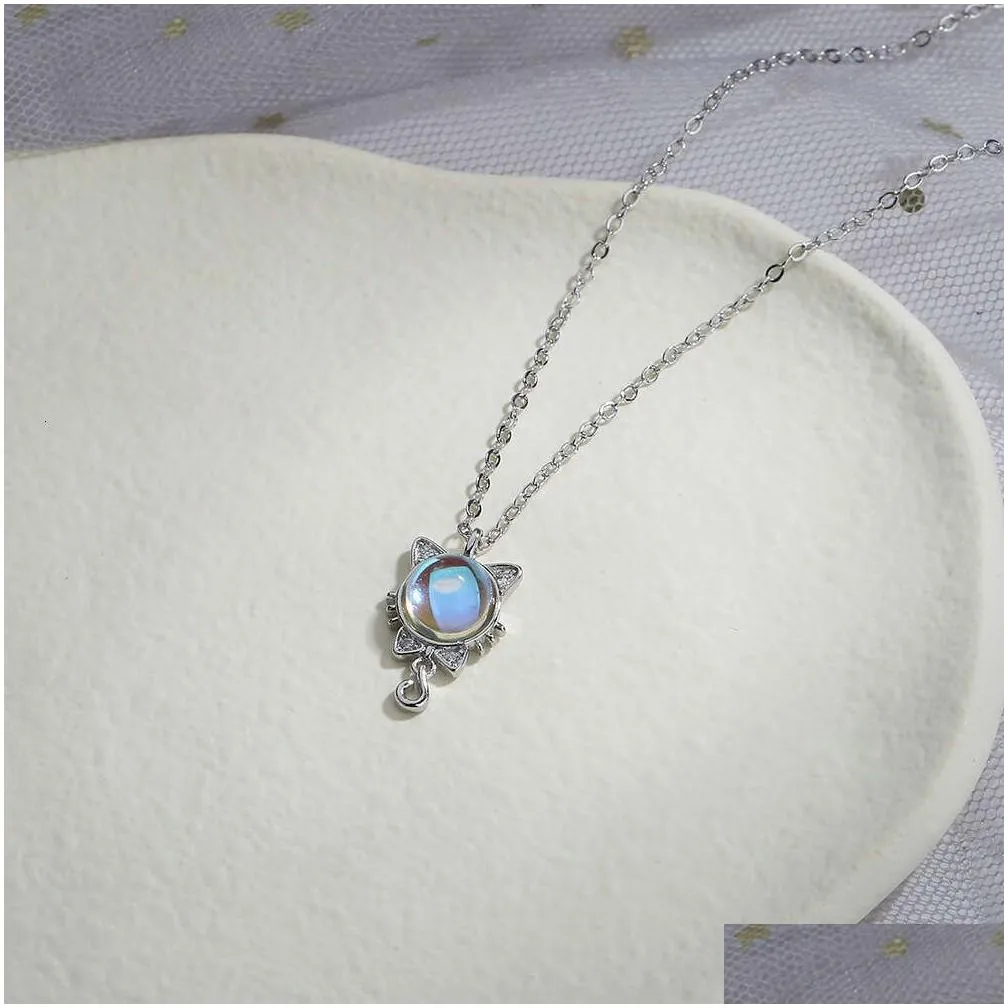 Pendant Necklaces Colorf Moonlight Stone Bow Necklace New Trendy Drop Delivery Jewelry Pendants Dhmjf