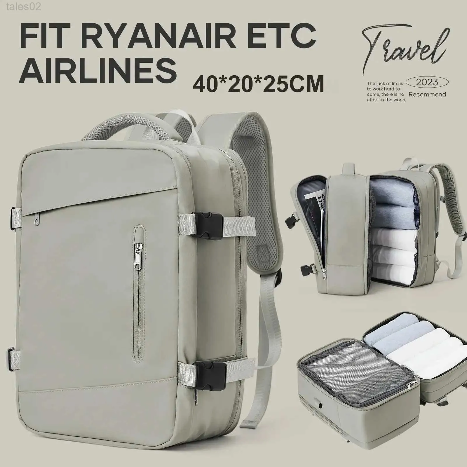 Sacos multifuncionais Likros Travel Backpack Saco de cabine 40x20x25 Voo Ryanair para transportar laptop anti-roubo expansível YQ240407