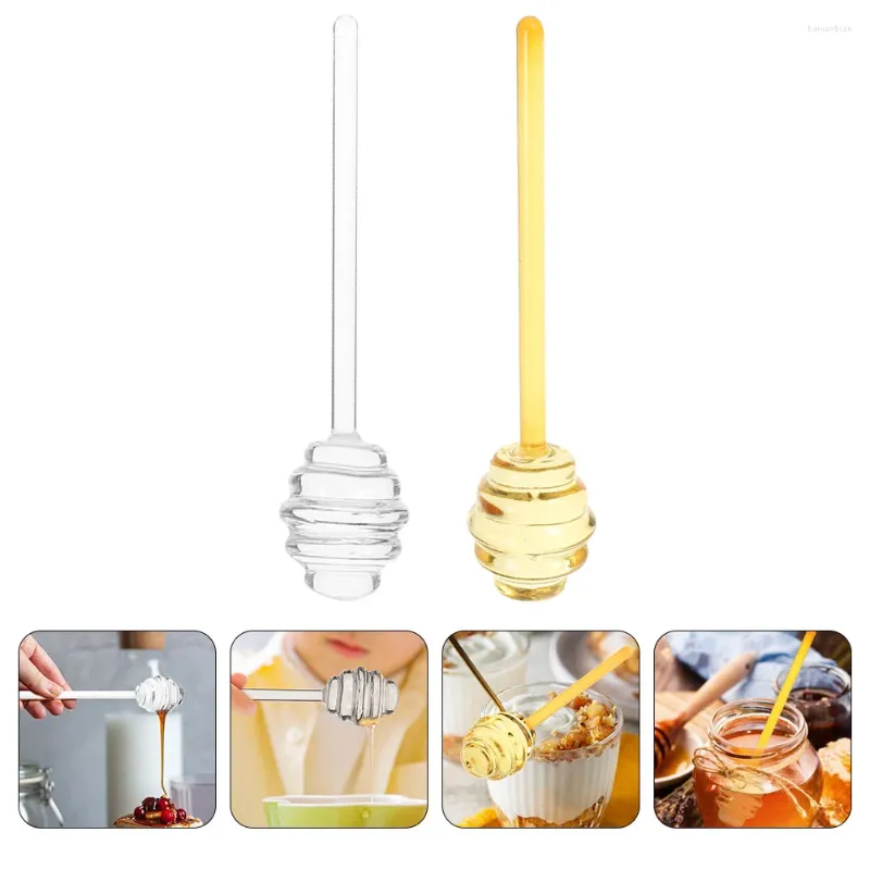 Cuillères 2pcs miel dipper mélange de bâtonnets en verre agitateur
