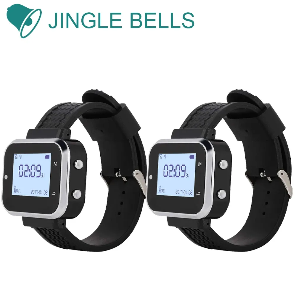 Accessories JINGLE BELLS 433MHz Wireless Watch Receiver Pager for Fast Food Shop Restaurant Cafe Clinic Calling System in Russian Spanish