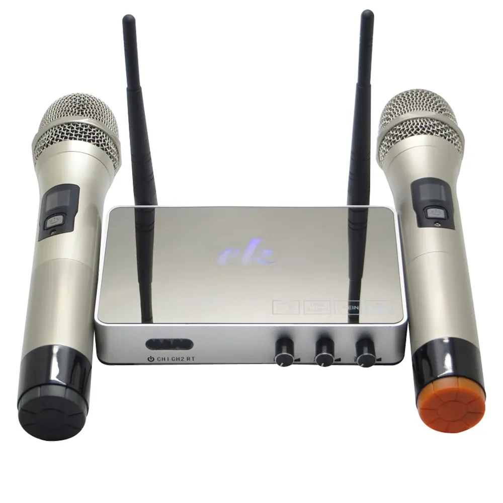 Player K5 Professional UHF Wireless V4.0 Microphone Family Home Car Karaoke Echo System Singing Microphone Box Karaoke Player