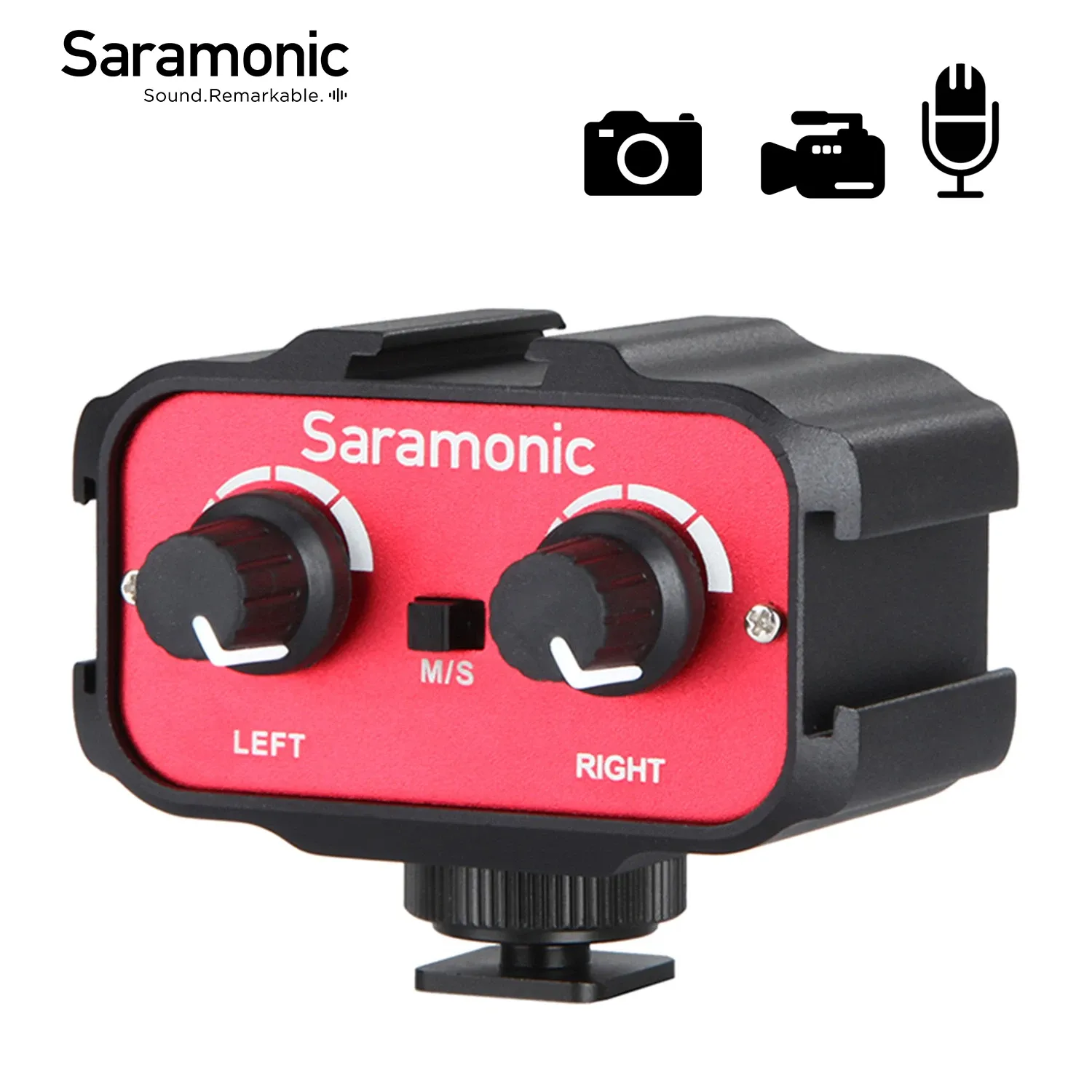 Mikrofonlar Saramonic SRAX100 Evrensel Çift Kanallar Canon Nikon DSLRS Kamera Mikrofon Amplifikatör Adaptörü için Mikrofon Ses Mikseri