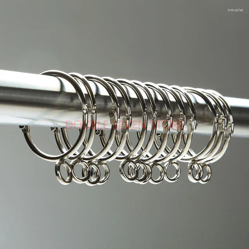 Krokar 12 st 5 cm rostfritt stål rund cirkulär duschgardin ringar anti rost silver gångjärn stängningsmekanism hållbar skyrbar