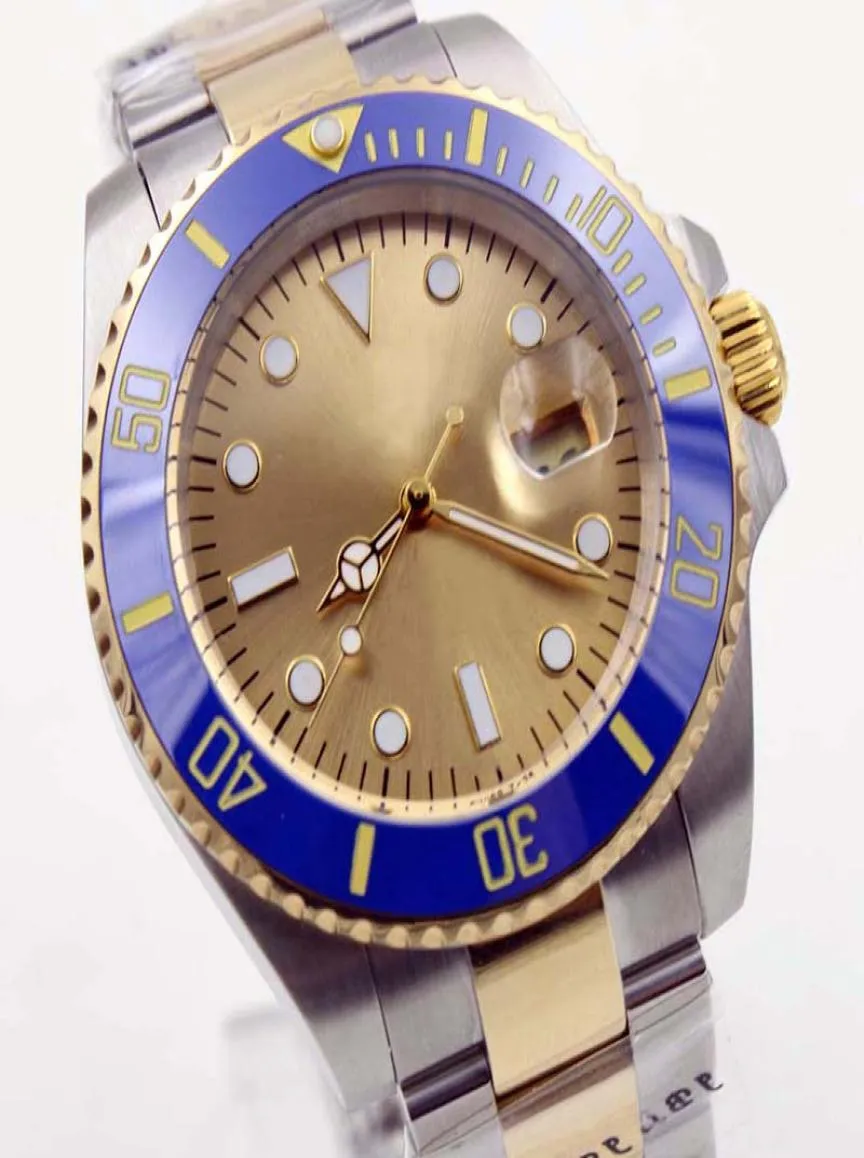 Étui en acier inoxydable doré 40 mm Lumin Sapphire automatique 2813 Mouvements MONTÉRES MONTRATIONS GOLD CIAL BLUE Céramique Céramique Man Wrist7587815