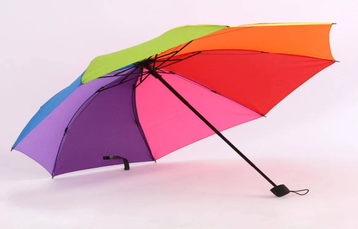 Arc-en-ciel portable pliable parapluie des femmes hommes non automatiques non automatiques pliants adultes enfants suspendus ensoleillés et pluvieux publicité UM2668798