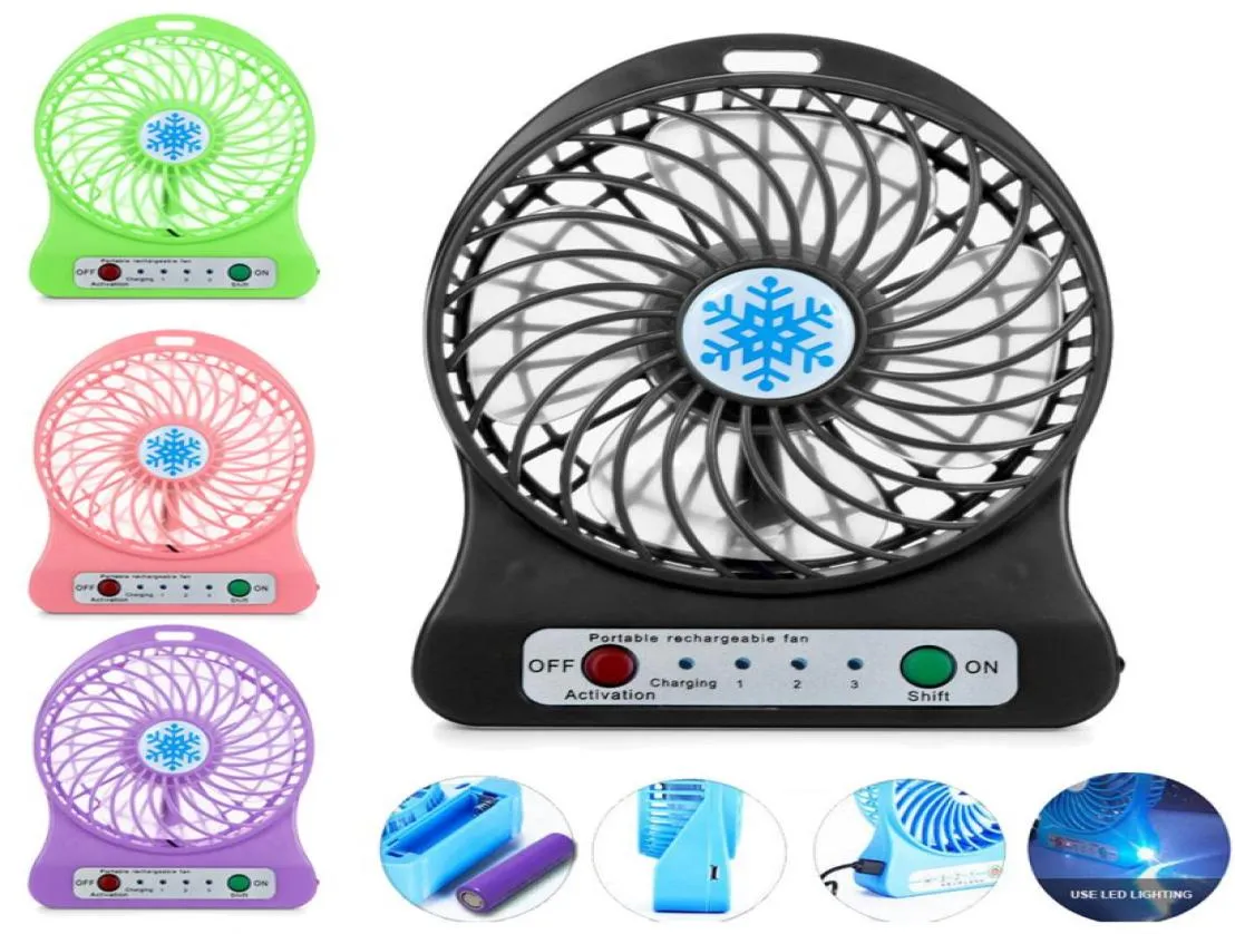 Мини -портативный вентилятор USB Rechargaine Air Cooler Mini Desk Third Wind USB -вентилятор 18650 батарея охлаждения вентиляторов2253544