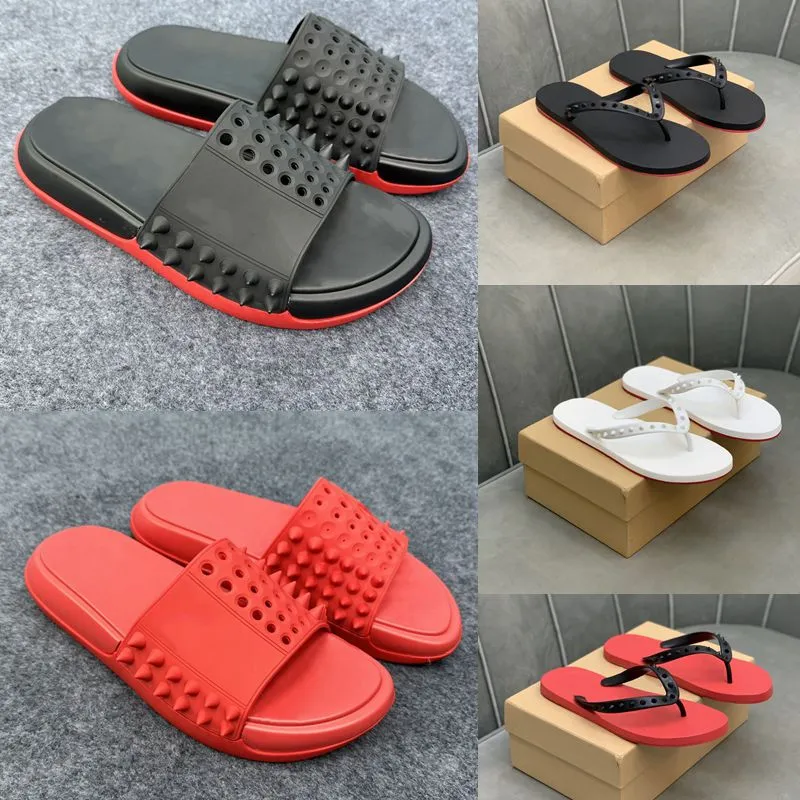 Red Men Slippers Bottoms Man Classic Spike Flat Spikes Slide Designer Sandalen Dikke rubber zool Slipperbuds Slides Platform Mules Zomer Casual Fashion Shoes