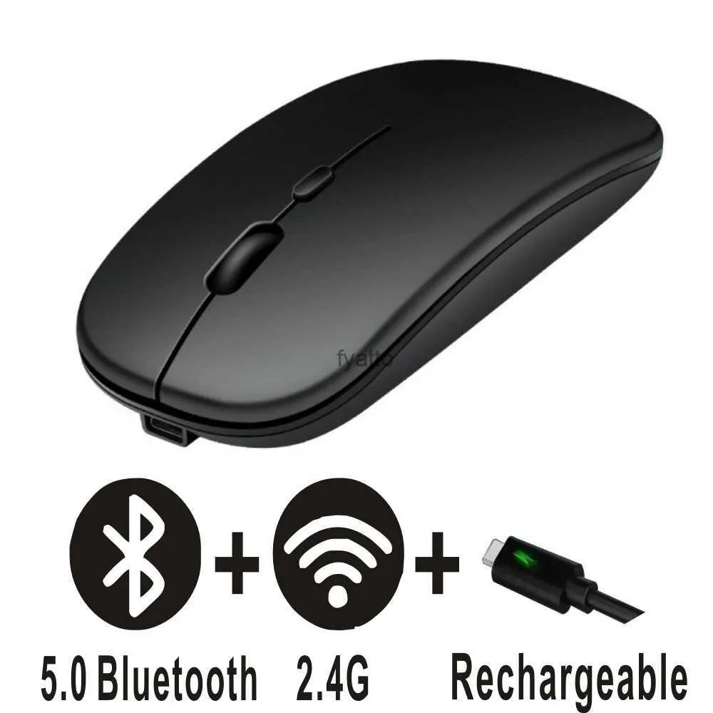 Fareler Şarj Edilebilir Bluetooth Fare Kablosuz Çift Mod 5.2 Sessiz Bilgisayar Oyun Ergonomik 2.4 USB H240407
