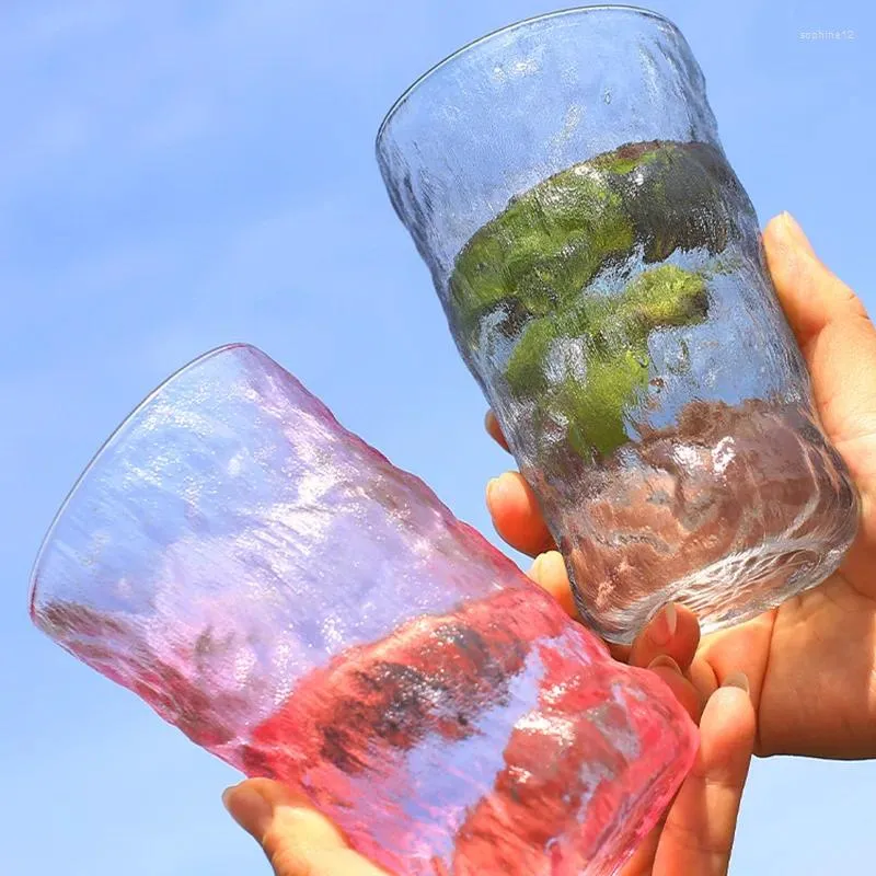 Bicchieri da vino Modello di martello ghiacciato tazza giapponese in vetro trasparente acqua per la casa in succo di succo di succo caffè vuoto