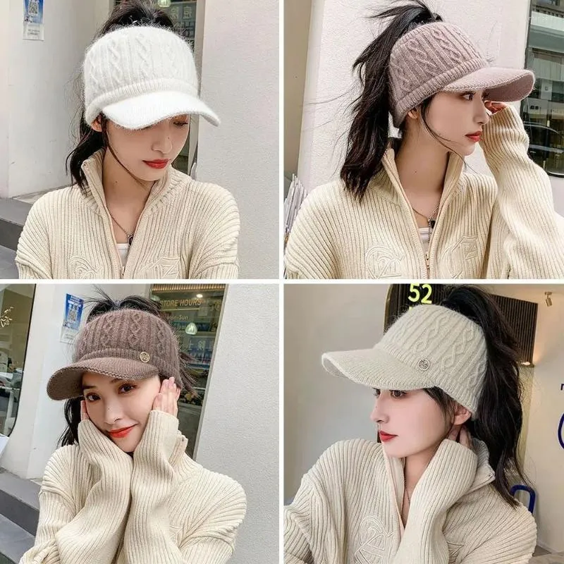 Ball Caps Soft Tritted Hat Fashion Windproofroping Keep Warm Bonnet vide Top Winter Femmes Girls