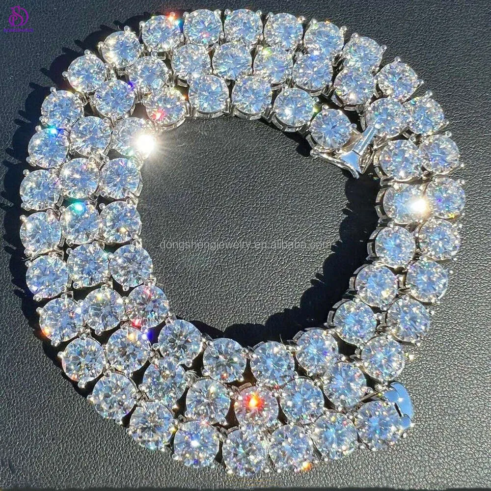 Kvinnliga män hiphop isade ut fina smycken Sterling Sier 8mm halsband VVS Moissanite Diamond Tennis Chain