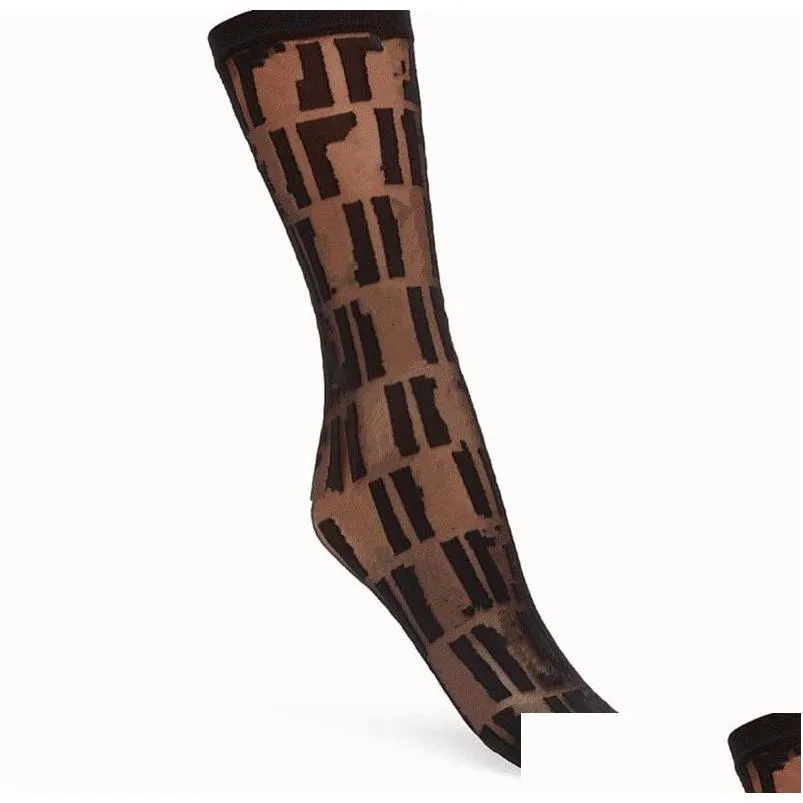 Sokken Hosiery Designer Mesh Kousen voor vrouwelijke merken dames y FL Letter Gedrukte sok kous cadeaus van goede kwaliteit 6 kleuren drop de dh9dt