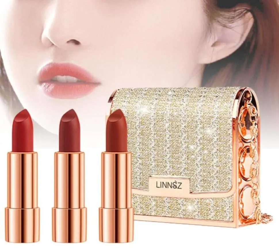 Zestaw makijażu szminki 3PCS z matową konsystencją Cluth Holder Longing Lip Makeup Gloss Lip Stick1923944