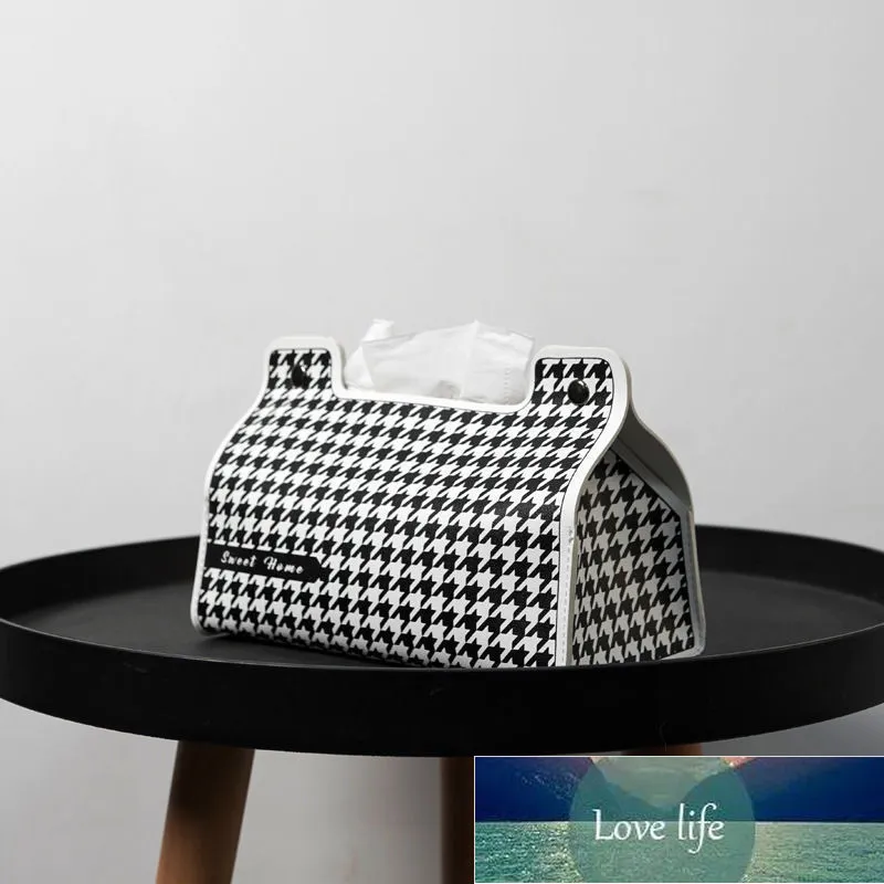 Top Houndstooth Leather Trissue Box Home Room Light Light Luxury Trissue Trissue Box Box Box Hight