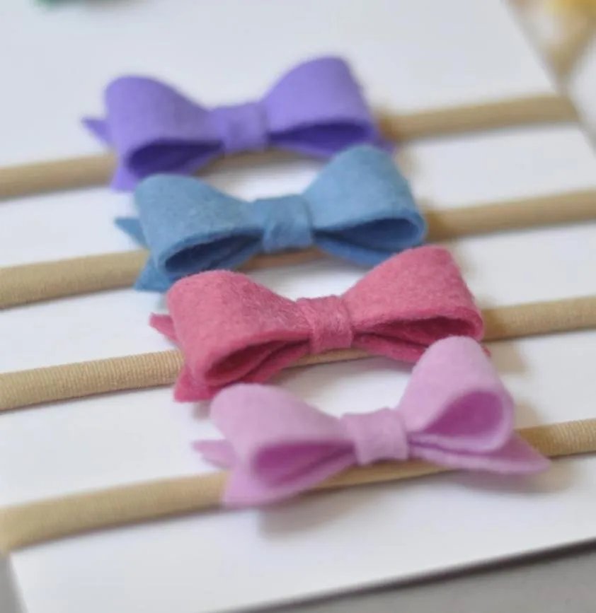 Handmade Mini Felt Bow Headband Cute Bow Nylon Hairband For Infants Baby Hair Accessory 20pcslot8655341