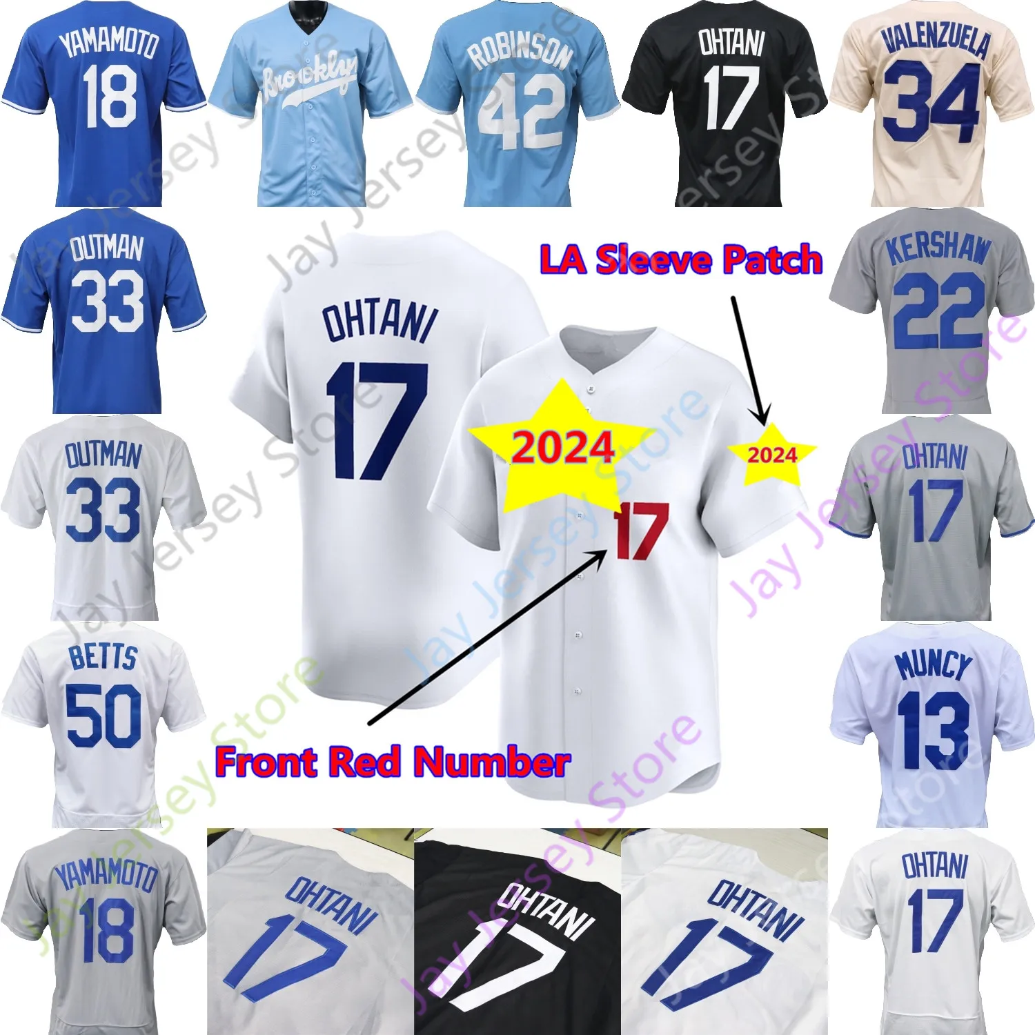 Baseball Jersey Shohei Ohtani Freddie Freeman Mookie Betts Yoshinobu Yamamoto Clayton Kershaw Walker Buehler Outman Frasso Valenzuela Robinson Lux Hernandez