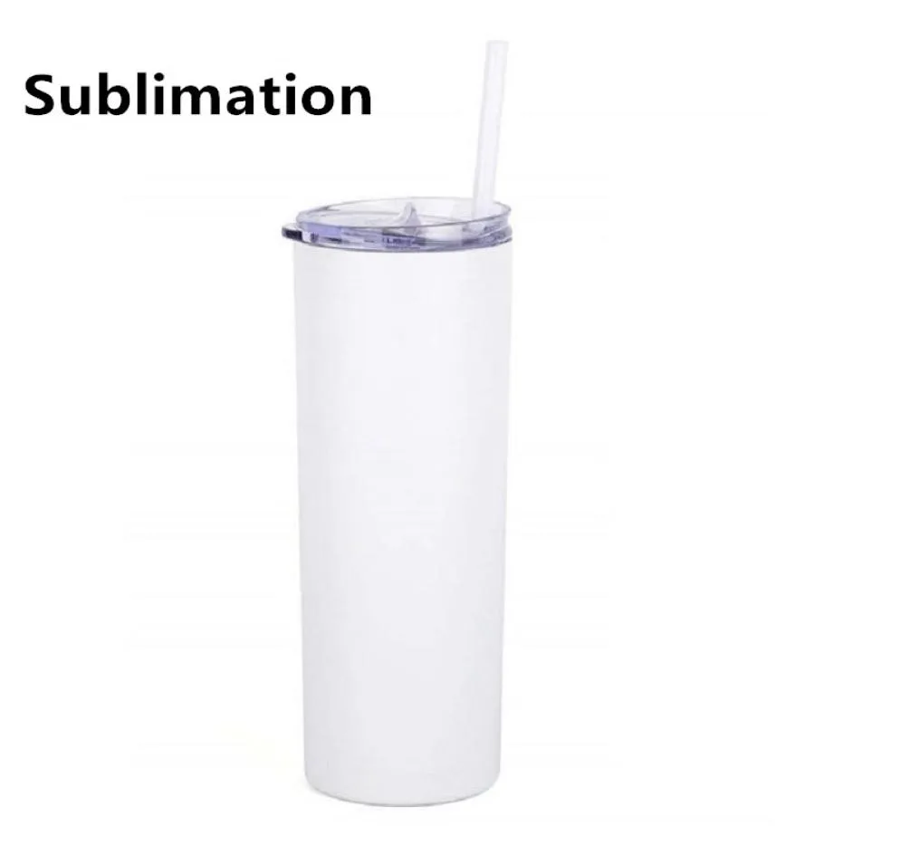 Sublimatie 20oz Skinny Tumbler Warmteoverdracht Afdrukken Cup Roestvrij stalen koffiemok Dubbele laag Insualte Drink rechte FLAS8852973