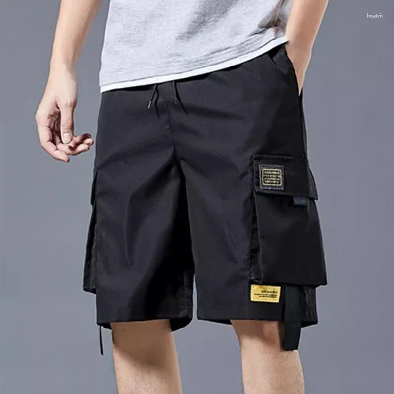 Heren shorts chiao merk originele lintdecoratie big pocket overalls bijgesneden mannen dun een rechte buis los