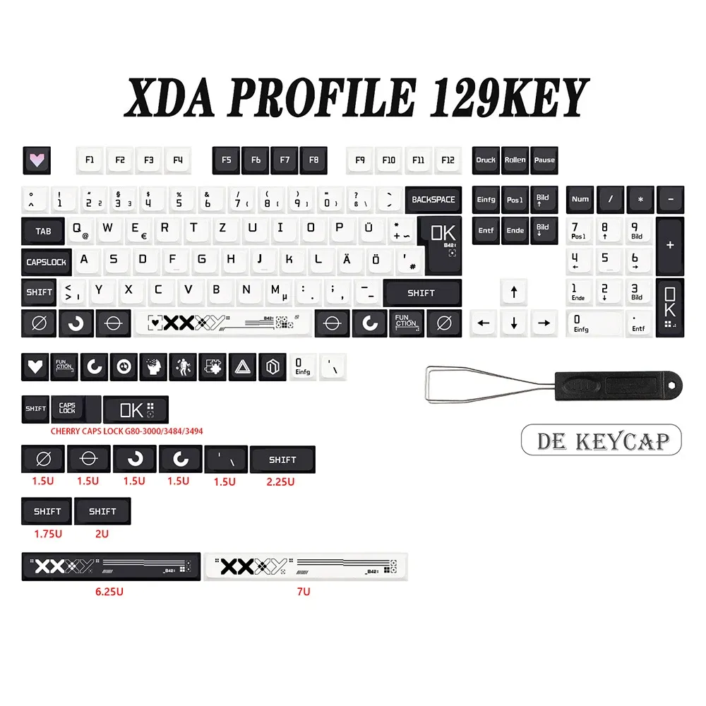 Pads PrintStream Theme XDA Keycap German French Spanien ISO Dye Sub Keycaps för TKL87 GM Pro 7U Azerty Keyboard Cap Custom Set Set