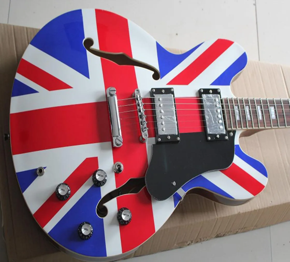 Half Hollow Jazz Thin Body Entreck Guitar Union Jack Decal