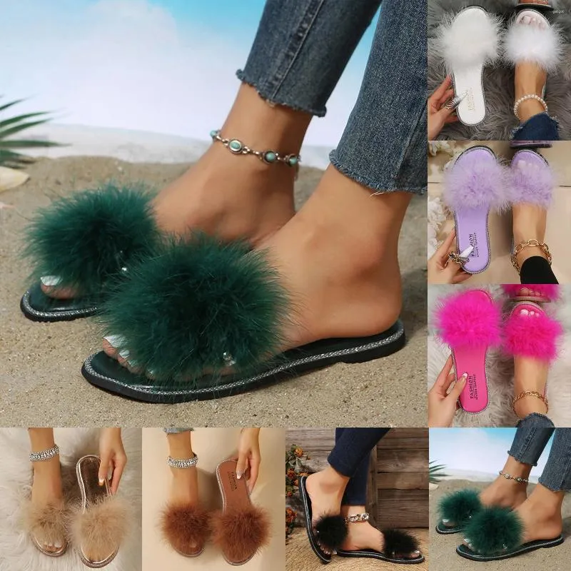 Slippers Ladies mode multicolo couleurs H Rhingestone décoratif plate de plage à bout ouvert pour femmes