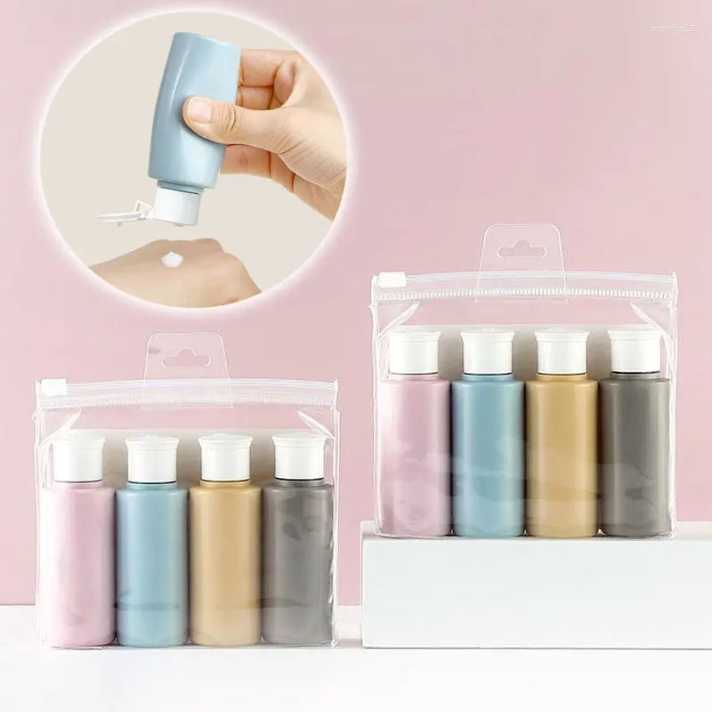 Storage Bottles 4Pcs/Set 60ml PEH Hose Bottle Portable Lotion Shampoo Essence Cosmetics Container Empty Squeeze Tube Travel Accessories