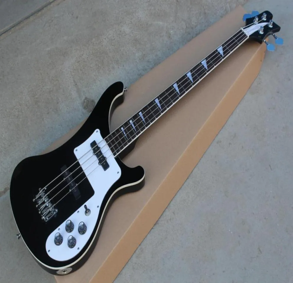 Factory Custom 4 strings Rosewood Fingerboard Black Electric Bass Guitar with Chrome hardwareWhite Pickguardoffer customize8671845