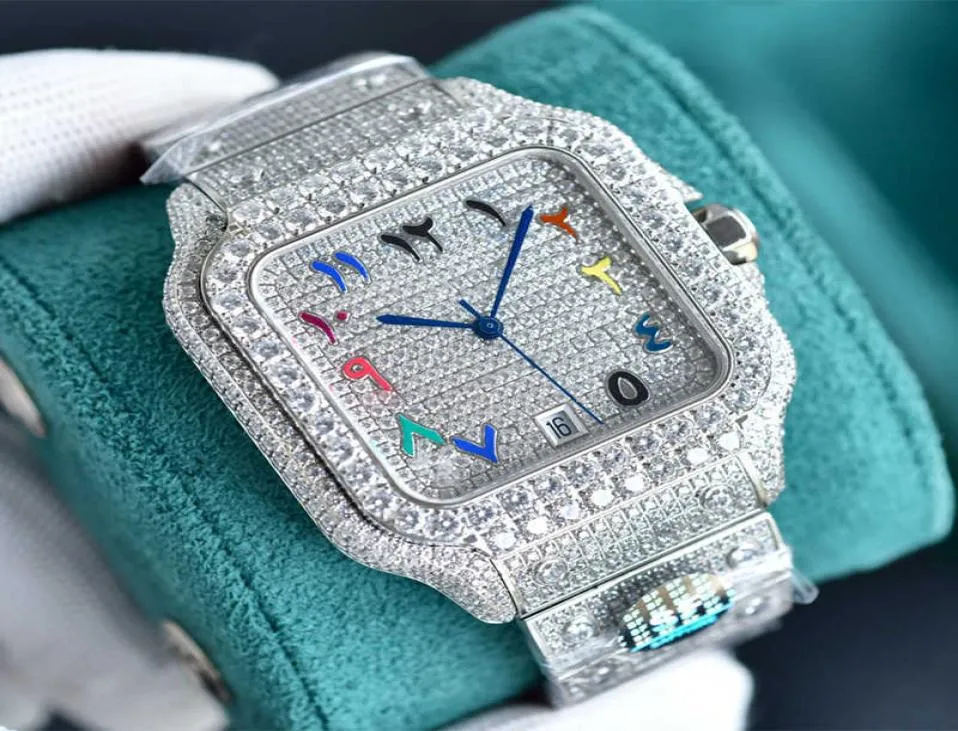 Muñeca para la pulsera reloj y reloj mecánico automático de 40 mm stainls correa de acero múltiples colores disponibles Diamond Wristwatc1089791