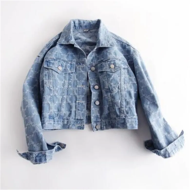 Women Jacket Button Spring Autumn Style Brodery Lady Denim Jackets Pocket Outsedor Classic Windbreaker Coats Fashion Women's Outerwear