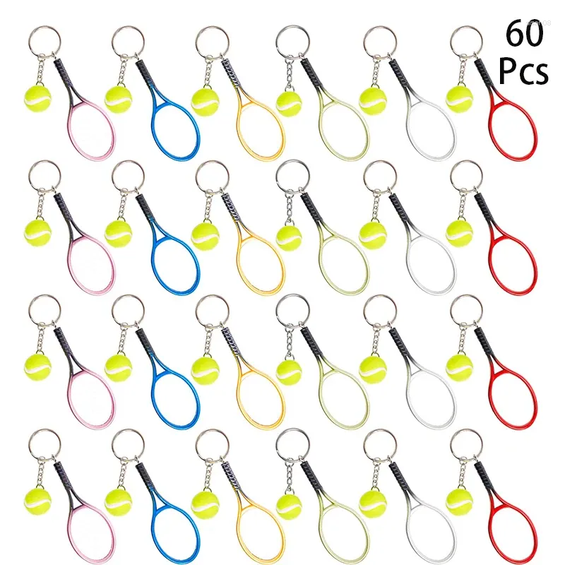 Keychains 60pcs Mini tênis de tênis Keychain Key Ring Ring Split Ball Split for Sport Lovers Team