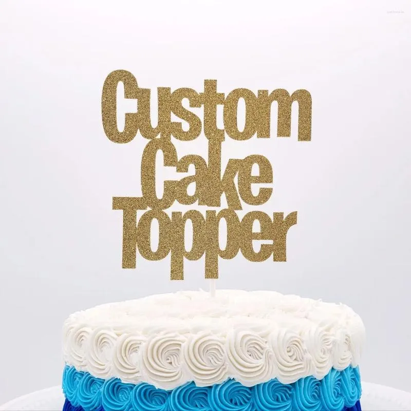 Fournitures de fête Cake Topper de gâteau d'anniversaire personnalisé |Signe des paillettes | Nom personnalisé Anniversaire Bienvenue à la maison EST.Mariage décor