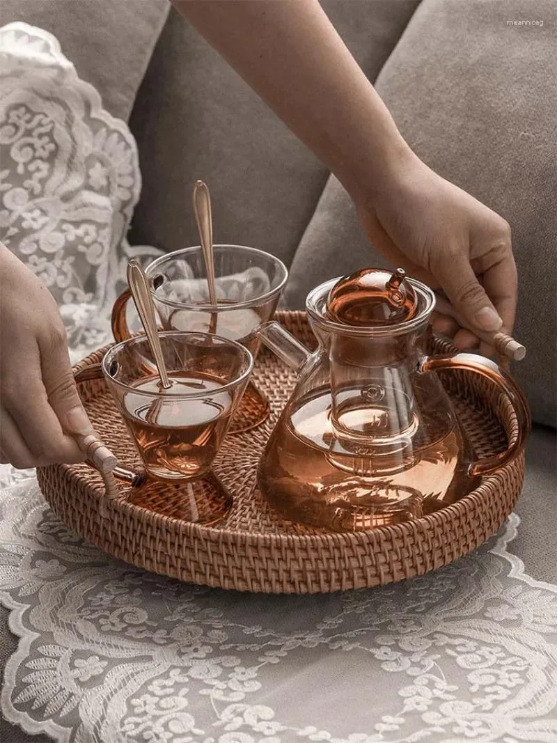 Teaware Sets Faz Flower Teapot Set Nordic Wind High Temperature Resistant Brewing Tea Glass Cup Home Creative