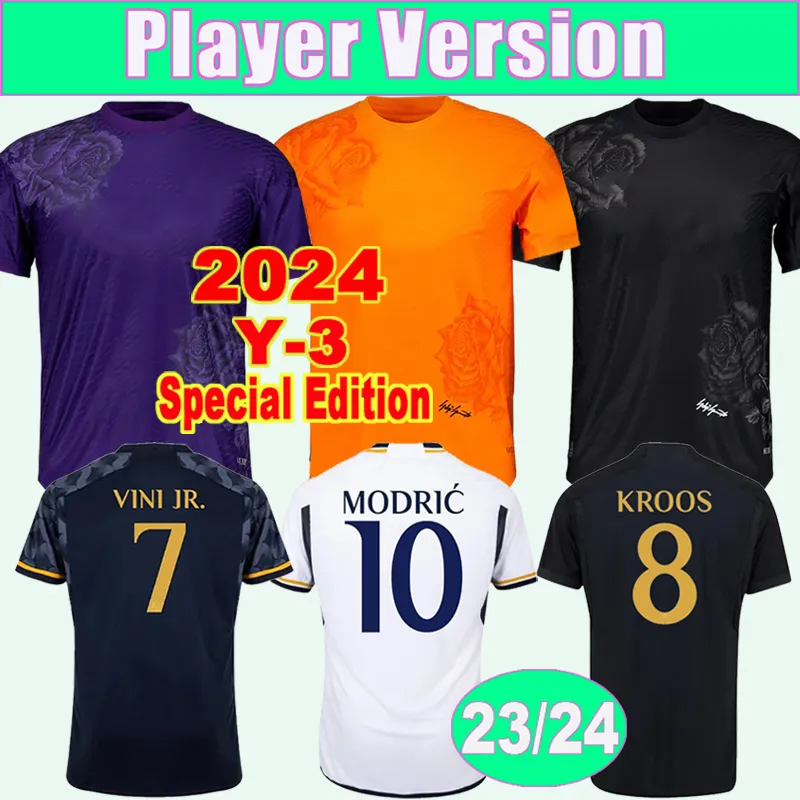 23 24 Alaba Vini Jr. Kroos Player Wersja Męskie koszulki piłkarskie Bellingham Modric Rodrygo Camavinga Valverde Home Away 3rd 2024 Y-3 Edycja specjalna koszule piłkarskie