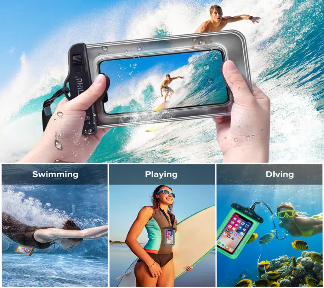 Водонепроницаемый телефон для iPhone Cell 7 S9 8 Dry Samsung Smart Clear Pvc Created XS Pouch XR x Max подводная крышка Cohix9141497
